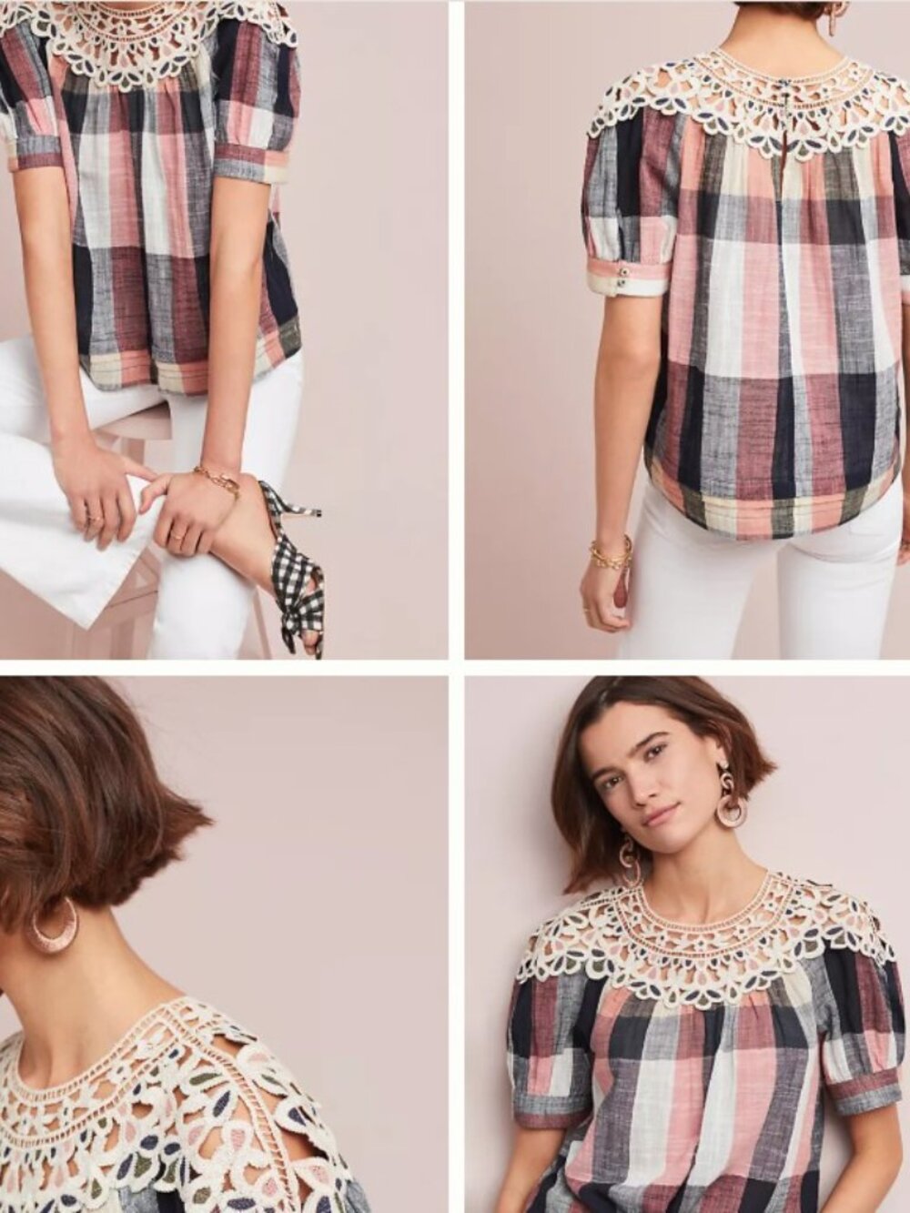 ANTHROPOLOGIE - pink plaid - L